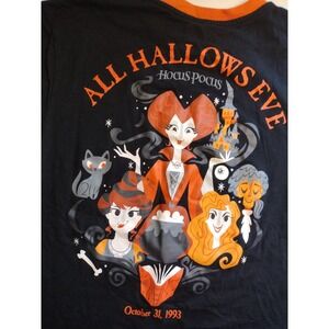 Disney Hocus Pocus All Hallows Eve Black Orange‎ Ringer T-Shirt